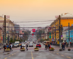 Russian city Tula in motion transportation background hd