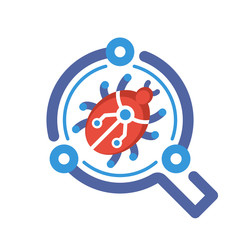 Illustrated icon with a technologically advanced virus scanner concept