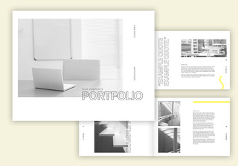 Landscape Business Portfolio Layout with Yellow Accents