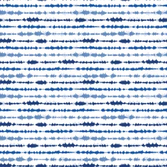 Wallpaper murals Horizontal stripes Indigo blue shibori tie dye horizontal stripe. Seamless pattern background. Japanese style batik textile. Variegated for summer fashion swatch.