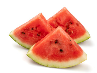 Slices of watermelon. Three slices of watermelon in red.