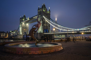 Evening view of the Tower Bridge in london.