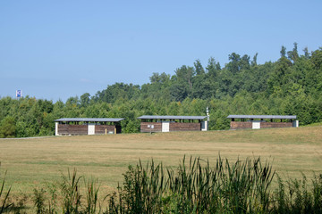 Fototapeta na wymiar Three shower houses at Bechtel Summit Reserve during the 24th World Scout Jamboree