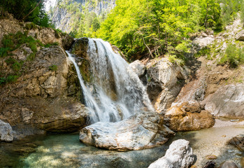 Fototapeta na wymiar Waterfall in the Garnitzenklamm close to Hermagor in Carinthia, Austria.
