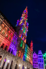 Brussels Grand Place by night and its colour show
