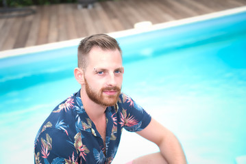 a red beard young male model portrait