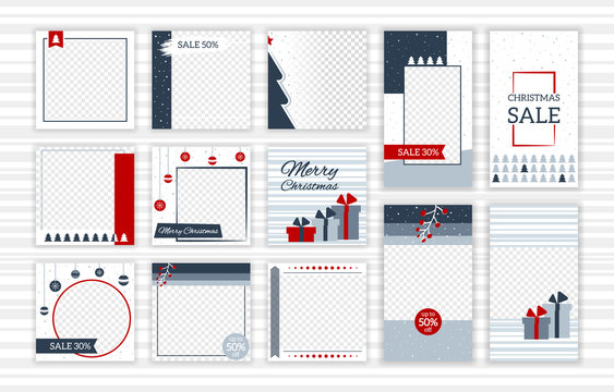 Christmas post and stories template set for social media