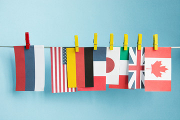 flags of countries Great 7. G7, G8 summit economic political concept