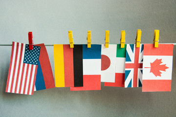 flags of countries Great 7. G7, G8 summit economic political concept