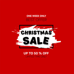 Christmas Sale banner. Sale offer price sign. Brush vector banner. Discount text. Vector