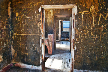 View from inside Ruins of Lighthouse Keeper's House at Spelonk Lighthouse, Bonaire