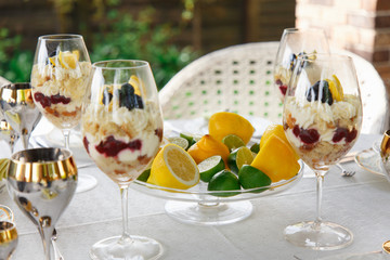 Sweet Dessert in big glasses