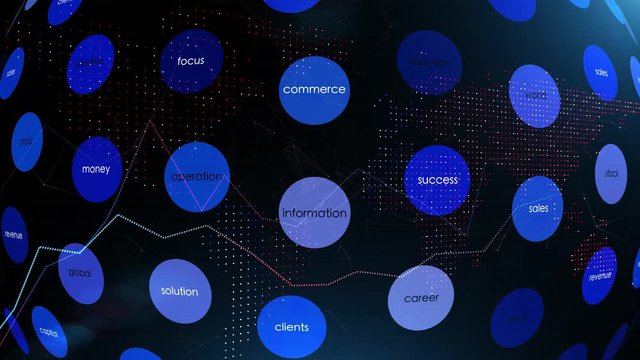 Conceptual business word cloud with earth map and stock charts cyberspace background. - Powered by Adobe