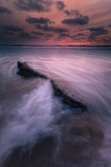 Sunset at the beach of Bidart, Basque Country.