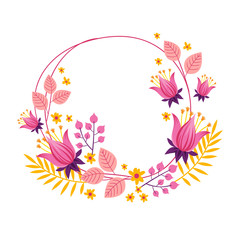 Naklejka na ściany i meble Wreath. Vector floral illustration with branches, berries and leaves. Frame on white background.