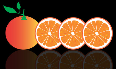 Orange slices on black background