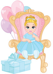Beautiful Baby Girl Sitting On A Throne