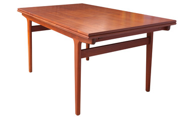 Vintage table, teak wood table, isolated on white