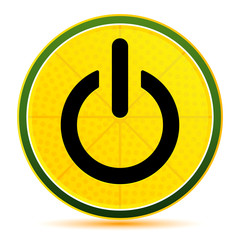 Power icon lemon lime yellow round button illustration