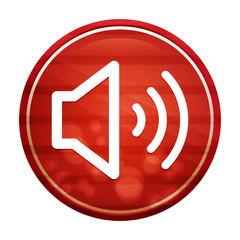 Volume speaker icon realistic diagonal motion red round button illustration