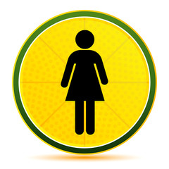 Woman icon lemon lime yellow round button illustration