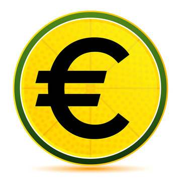 Euro sign icon lemon lime yellow round button illustration