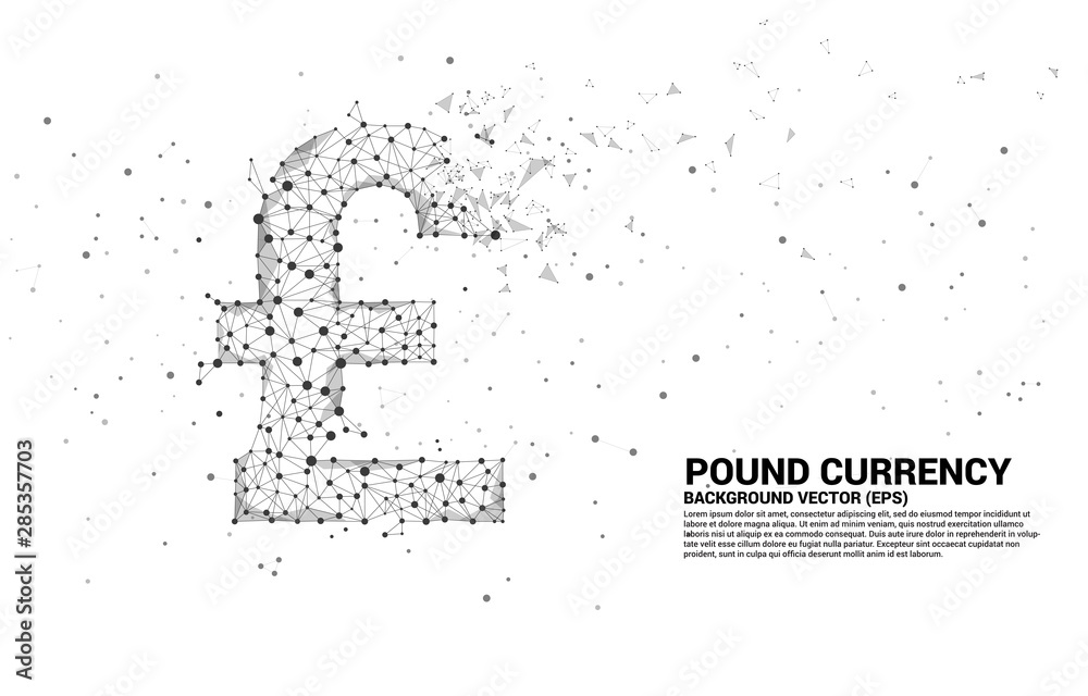 Poster vector money pound sterling currency icon from polygon dot connect line. concept for british financi