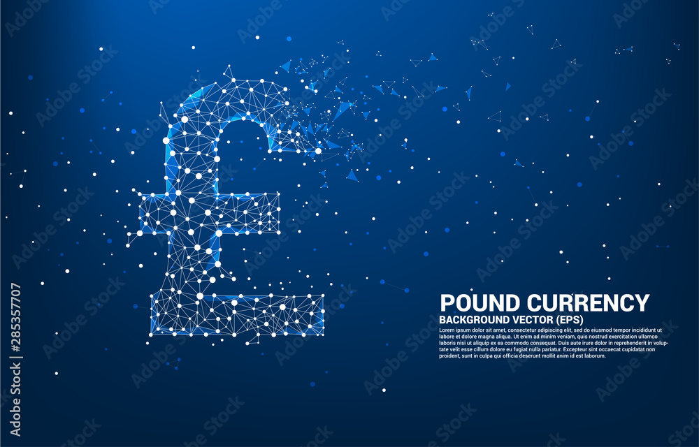Aufkleber vector money pound sterling currency icon from polygon dot connect line. concept for british financi
