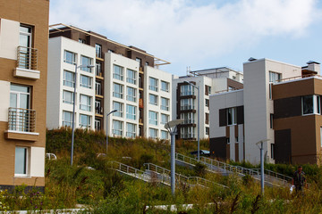 A new residential neighborhood in the city by the sea. New buildings of the residential district.