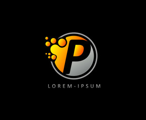 Circle Dotted Lab Letter P Logo Icon. Creative P Icon.