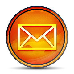 Email icon shiny bright orange round button illustration