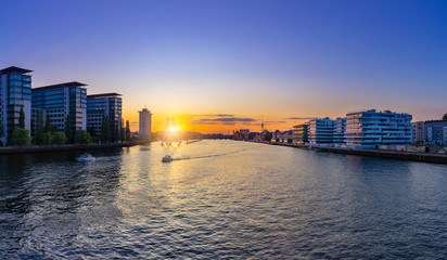 Berlin Treptow Spree-River / Sundown in Summer, mood moody, sundown, evening night, summernight,  berlin summer, cityscape, nightscape, skyline romantic, holidays, morning, morninglight © Maurice Tricatelle