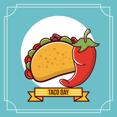 Taco day mexican food cartoon