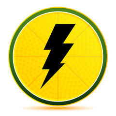 Lightning icon lemon lime yellow round button illustration