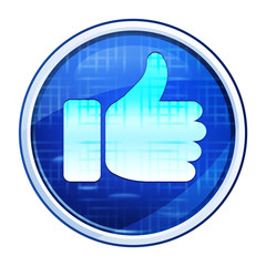 Thumbs up icon futuristic blue round button vector illustration