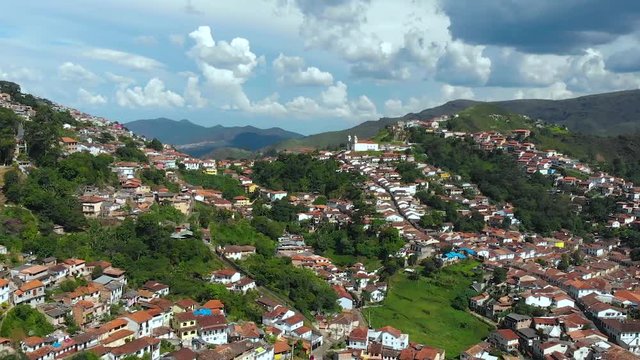 Ouro Preto, colonial city, architecture (Minas Gerais, Brazil) aerial view, drone footage