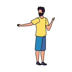 young and casual man with beard character