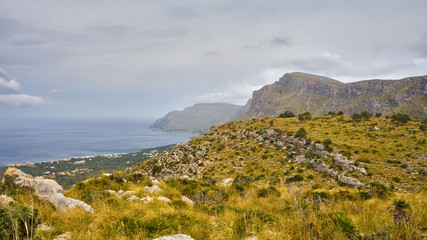 Panoramic Seascape View Of Sierra de Llevant And Betlem During A Cloudly Day - Majorca - Spain