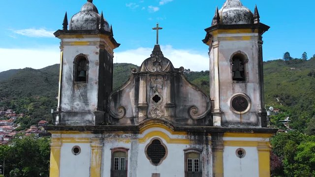 Sao Francisco de Paula, Church, Cathedral (Ouro Preto, Brazil) colonial architecture, baroque style, aerial view