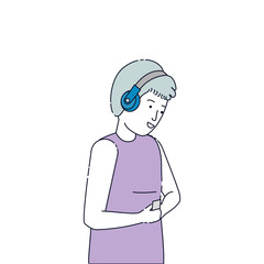 young and casual man with earphones character