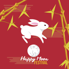 Happy moon festival card with rabbits