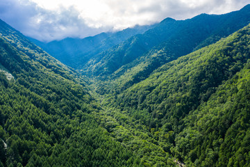 Fototapeta na wymiar Aerial drone photo - Mountains of Nagano Prefecture. Japan, Asia