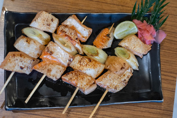 Salmon belly grilled with Salt.