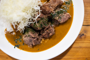 Beef curry rice. (Japanese food)
