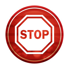 Stop sign icon realistic diagonal motion red round button illustration