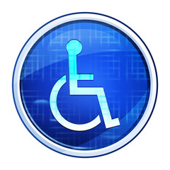 Wheelchair handicap icon futuristic blue round button vector illustration