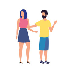 young lovers couple avatars characters