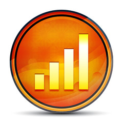 Statistics icon shiny bright orange round button illustration