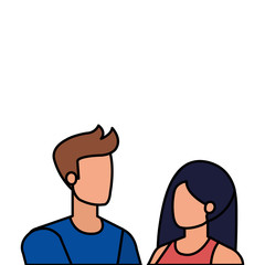 young lovers couple avatars characters