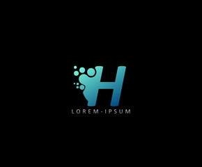 Dotted H Letter Logo. H Letter Design with dot shape ,perfect for technology,software, network, lab and science brand.